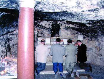 Pilgrims at the grotto of St Elias, Mt Carmel