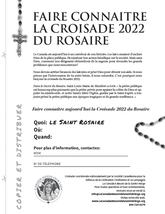 Dépliant d'invitation au rallye du Rosaire 2022 français