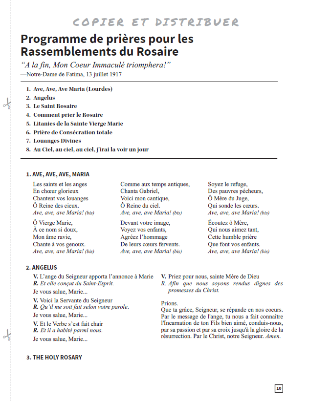 Programme de prière du Rallye du Rosaire 2022 français